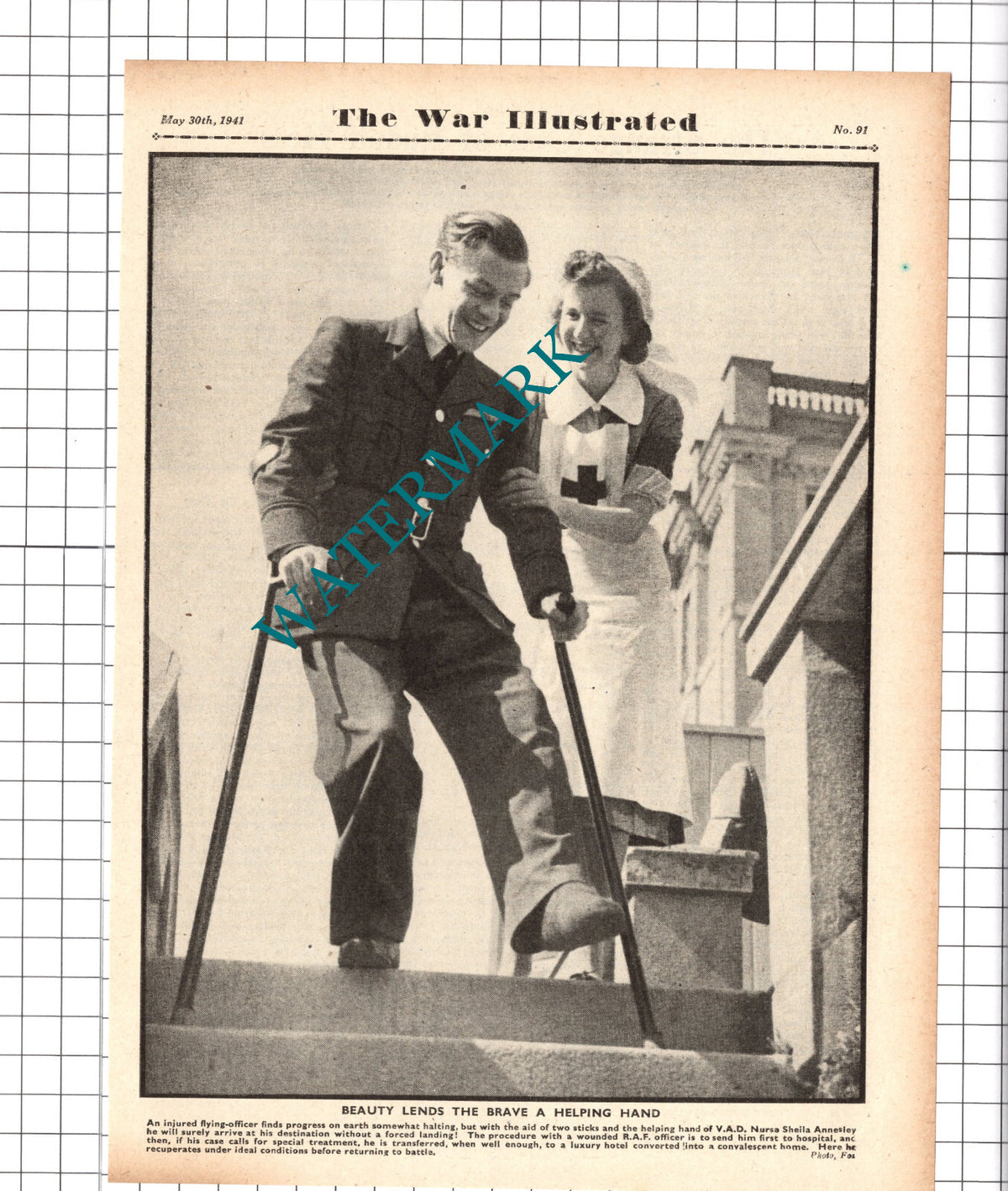 VAD Nurse Sheila Annesley World War Two WW2 - 1941 Clipping / Print