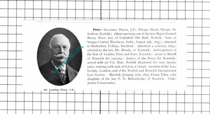 Napier Prentice Stowmarket Suffolk / Leathes Prior Thorpe St Andrew 1911 Cutting