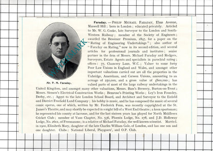 Philip Michael Faraday London / Charles Rolls Foster  Armaside - c.1905 Clipping