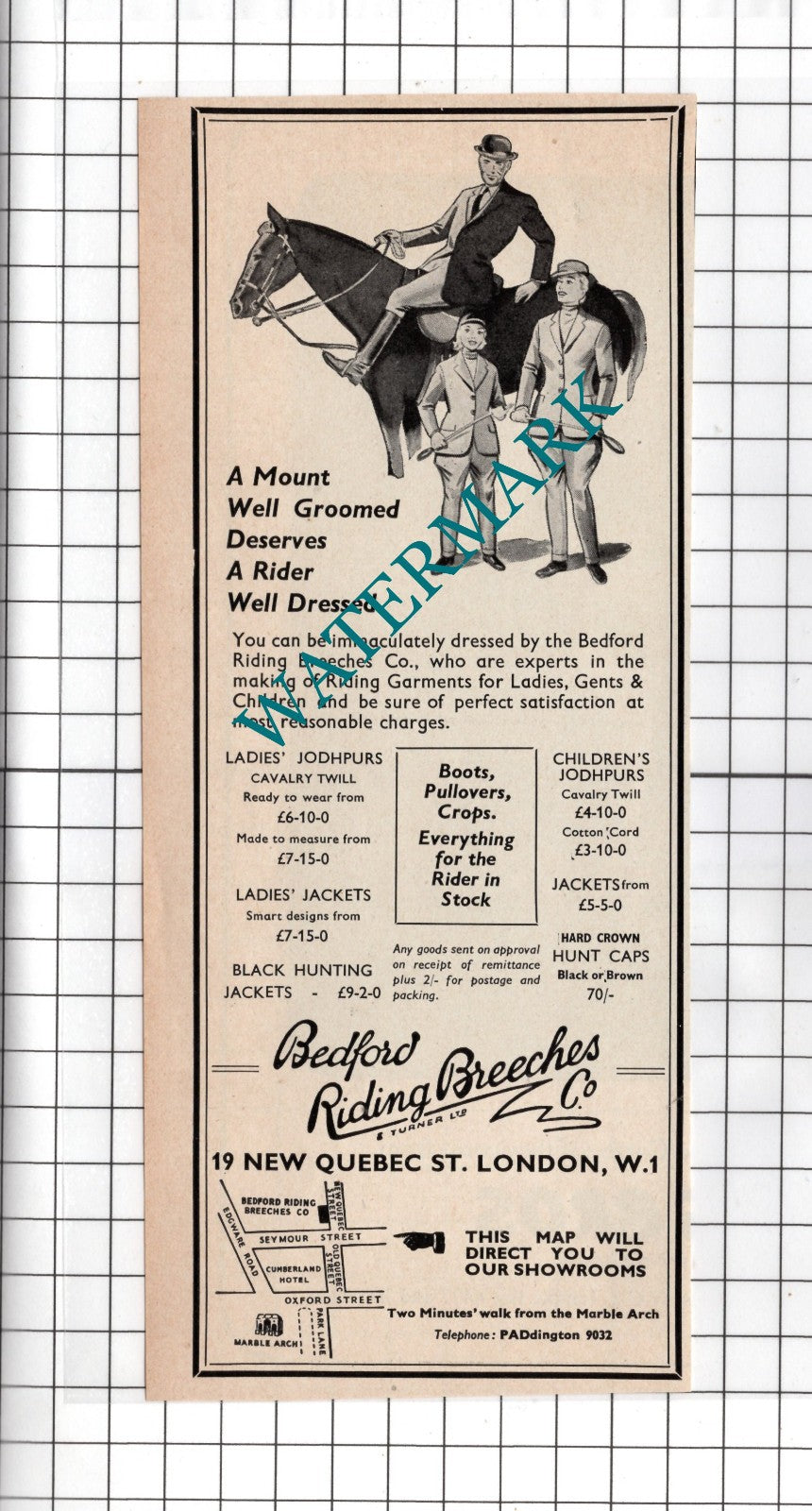 Bedford Riding Beeches Co London  - 1954 Clipping