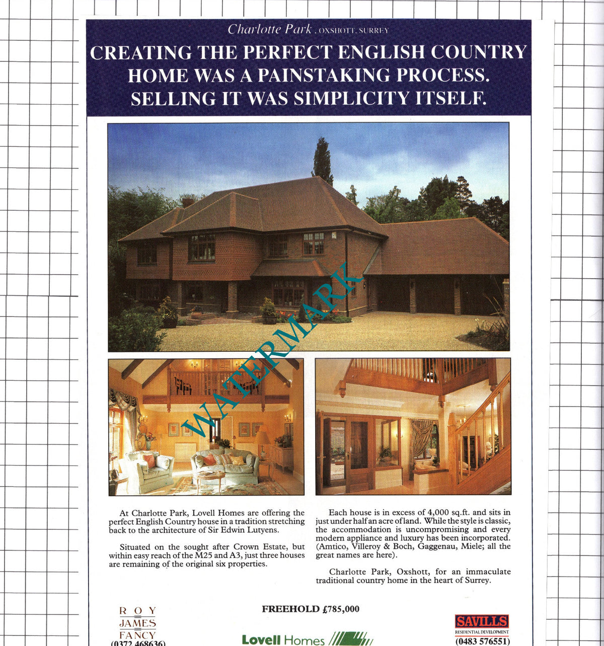 Charlotte Park Oxshott Surrey Lovell Homes Advert - 1991 Clipping / Print
