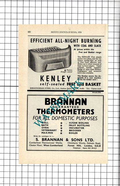 Dartmouth Manufacturing Co Ltd West Bromwich S Brannan Cleator Moor  1954 Advert