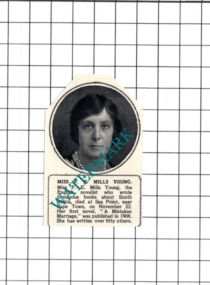 Miss F E Mills Young Novelist Obituary  - 1945 SMALL Cutting