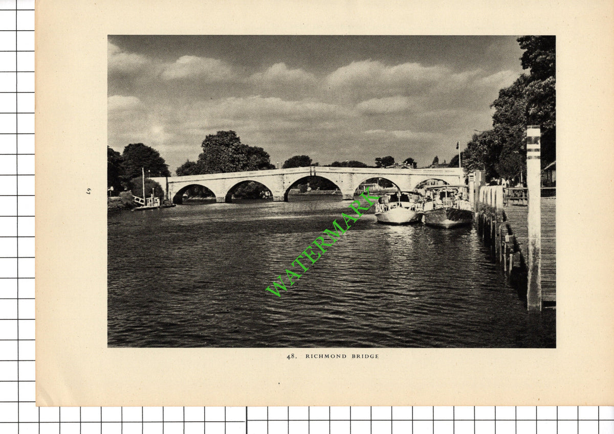 Richmond Surrey Bridge - 1949 Book Print