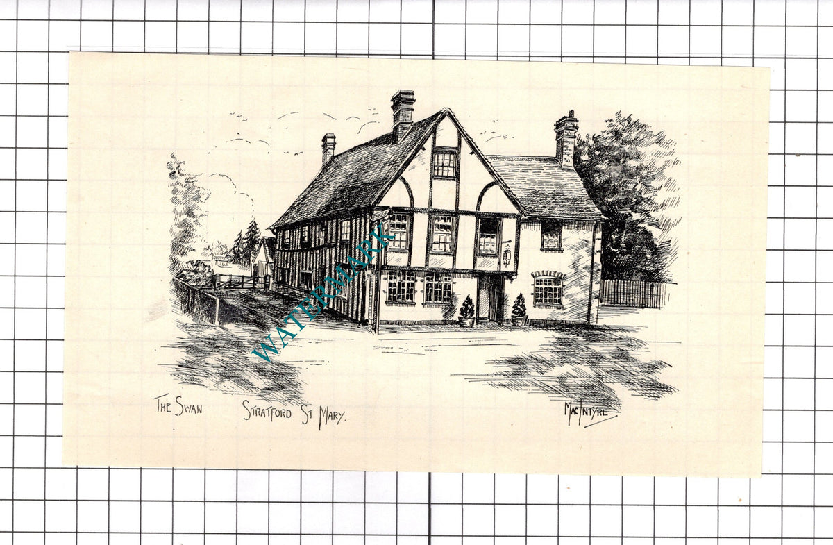 The Swan Inn Stratford St Mary Suffolk - 1940's Book Print