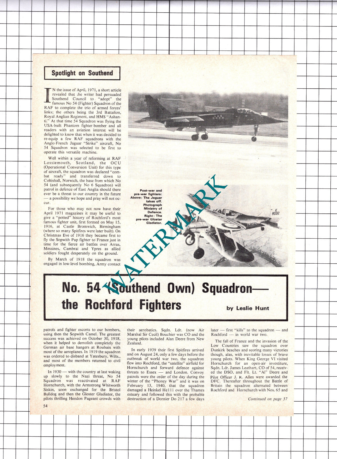 No 54 Southend Own Squadron The Rochford Fighters Terry Carlton  - 1976 Article