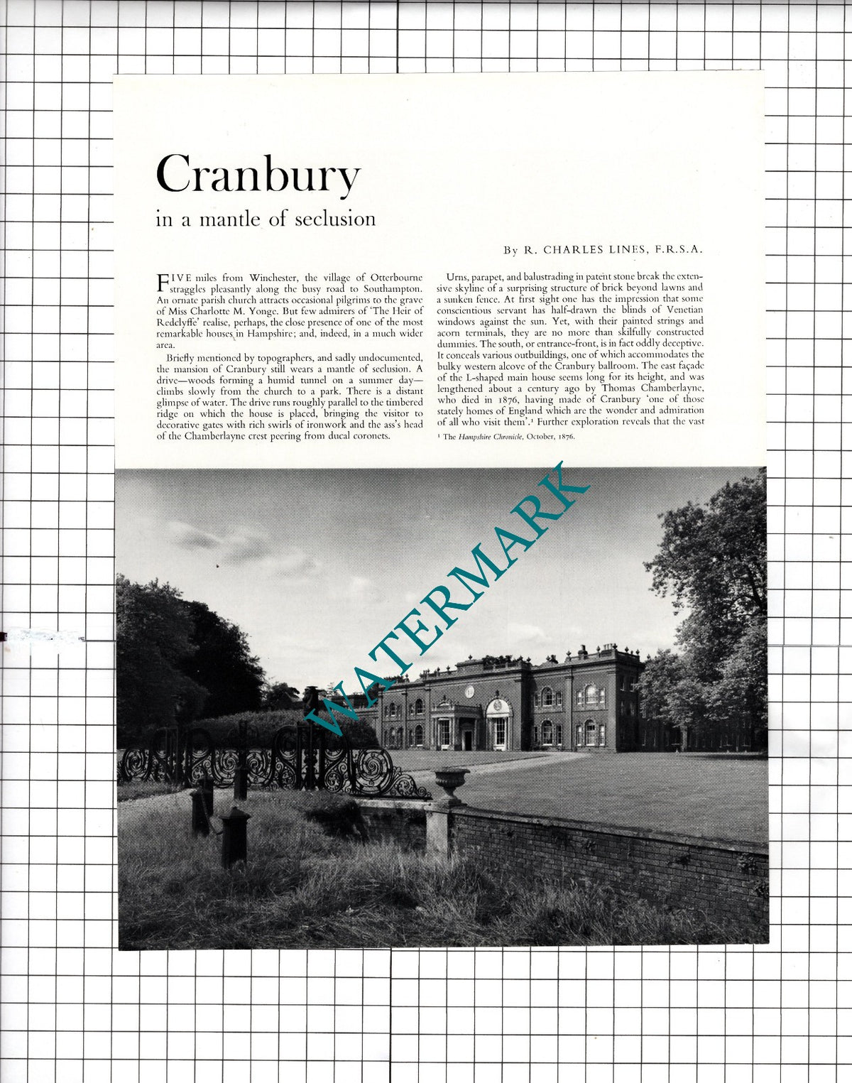 Cranbury House Otterbourne Hampshire Mrs Tankerville Chamberlayne - 1958 Article