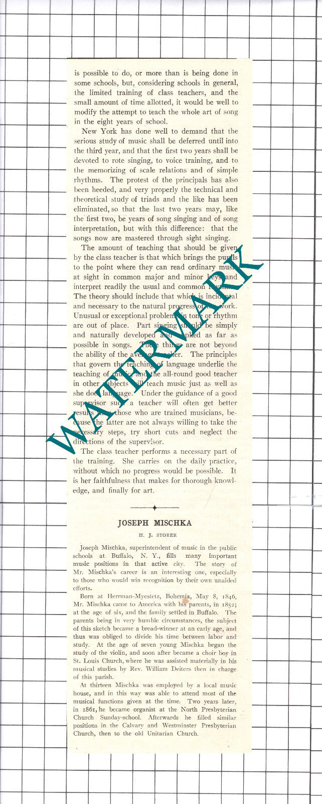 Joseph Mischka Buffalo New York - 1906 Clipping / Print