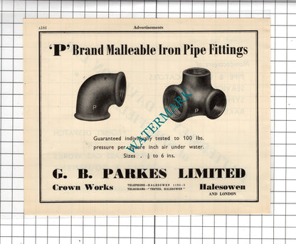 Hattersley & Davidson Ltd Sheffield / G B Parkes Ltd Halesowen   -1951 Advert