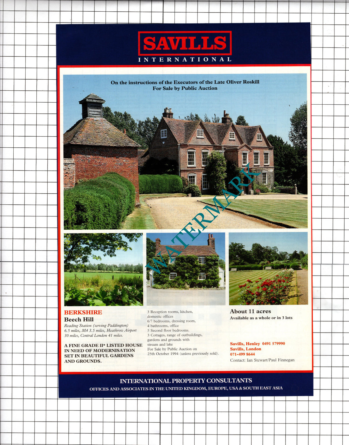 Beech Hill Berkshire Oliver Roskill  - c.1994 House Sale Advert