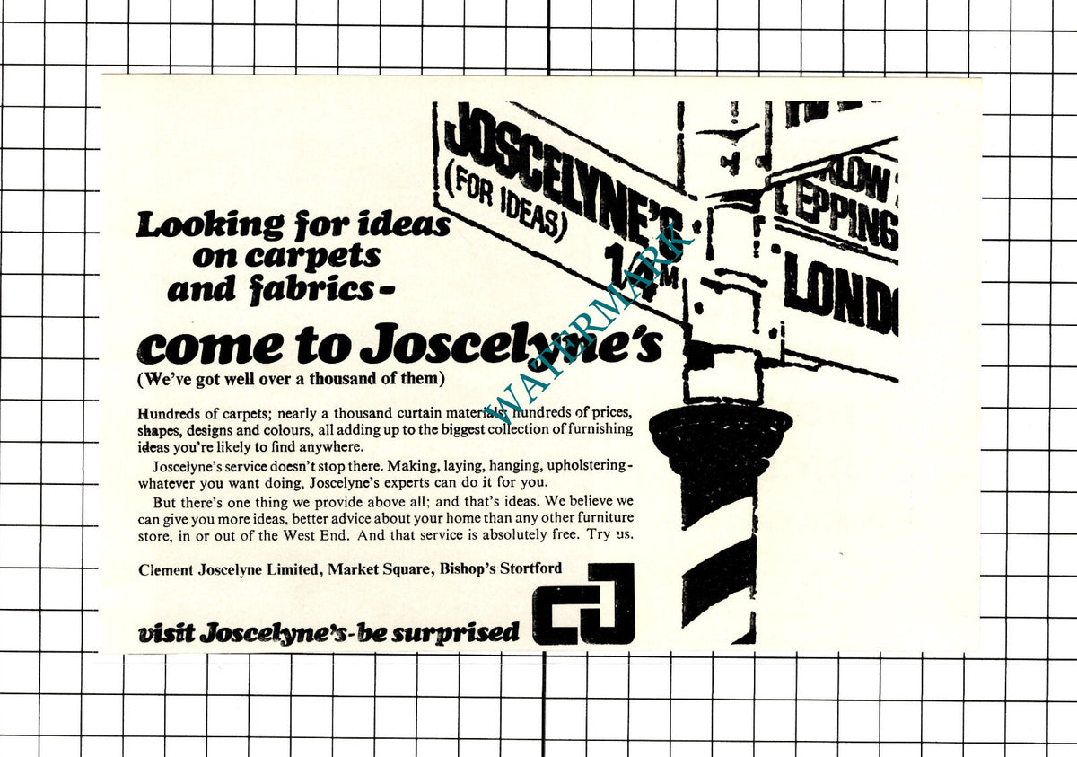 Joscelyne's Clement Joscelyne Ltd Bishop's Stortford Advert  -   1968 Clipping