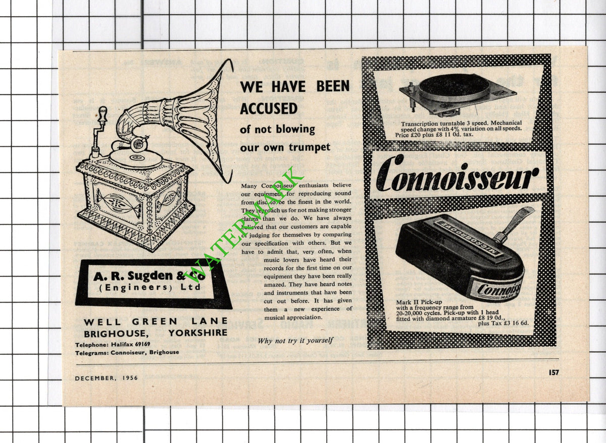 A R Sugden & Co (Engineers) Ltd  Brighouse Yorkshire Advert  - 1956 Cutting