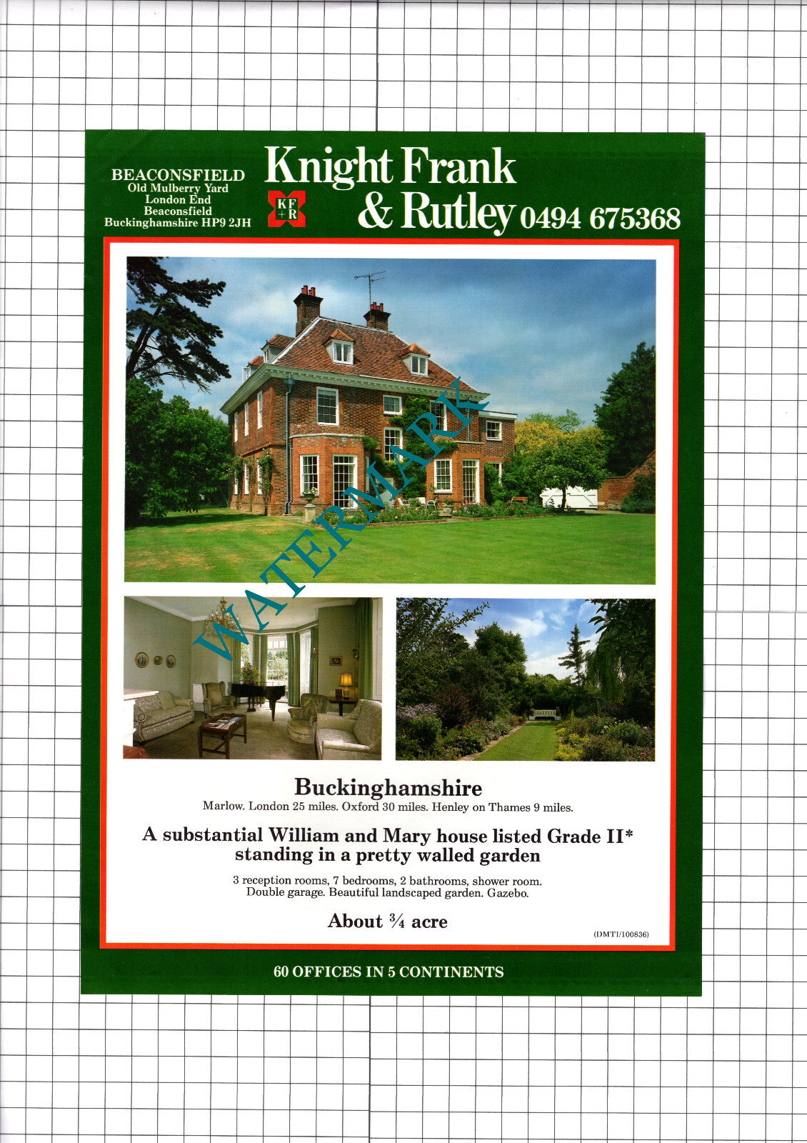 Marlow Buckinghamshire House Sale Advert - 1989 Clipping / Print