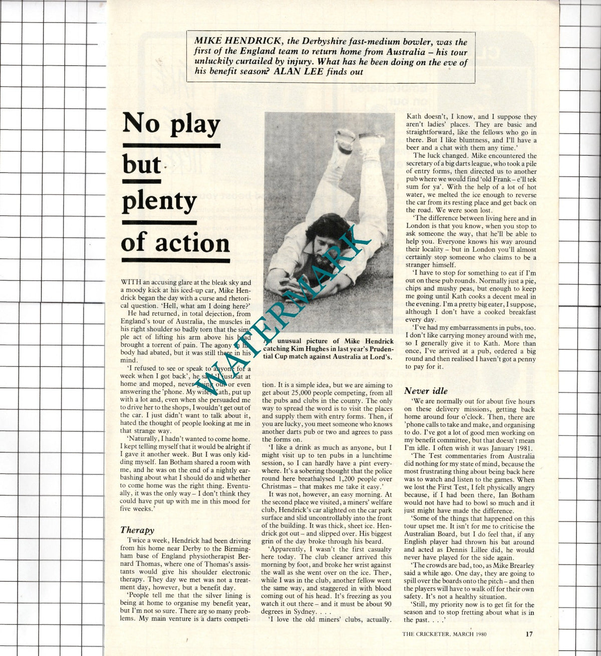 Mike Hendrick Derbyshire Cricketer - 1980 Article