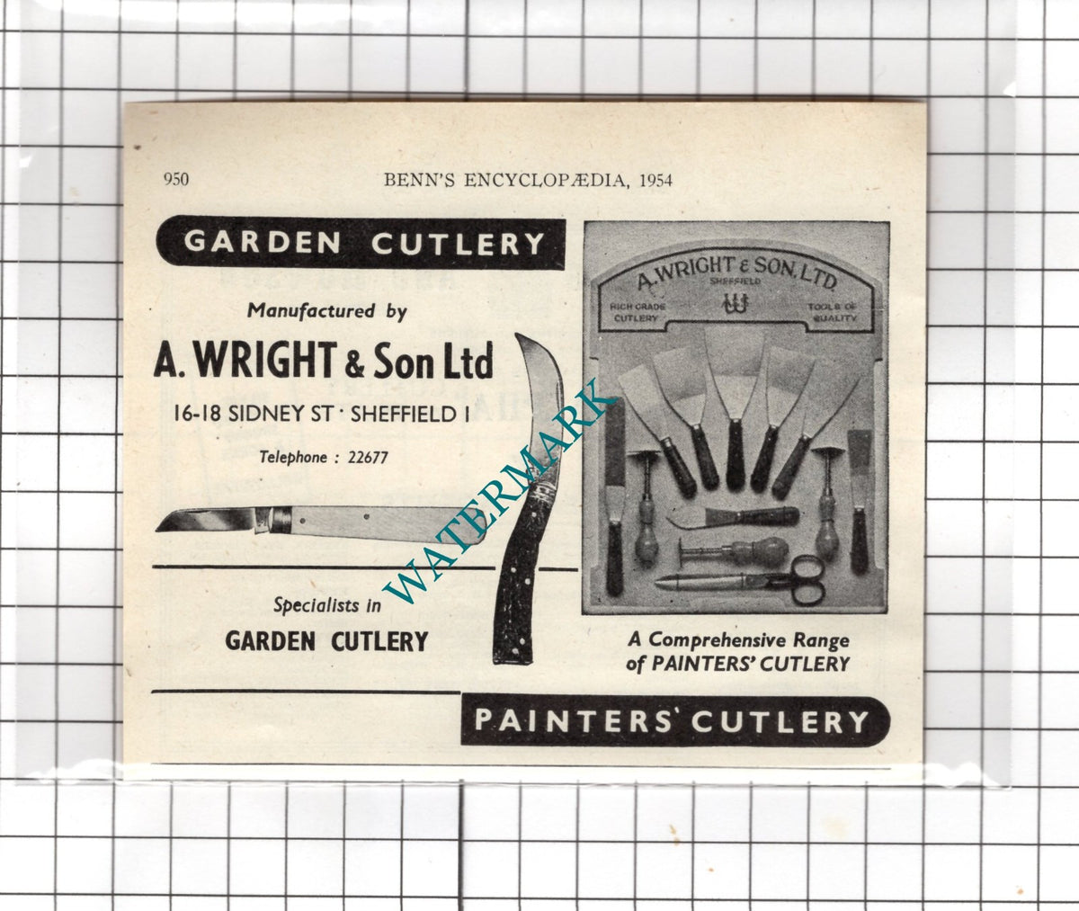 Harrison Bros and Howson Sheffield / A Wright & Son Ltd Cutlery -  1954  Advert