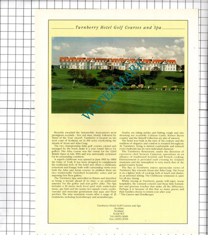 Turnberry Hotel Ayrshire Scotland / Monkey Island Hotel Maidenhead- 1995 Cutting
