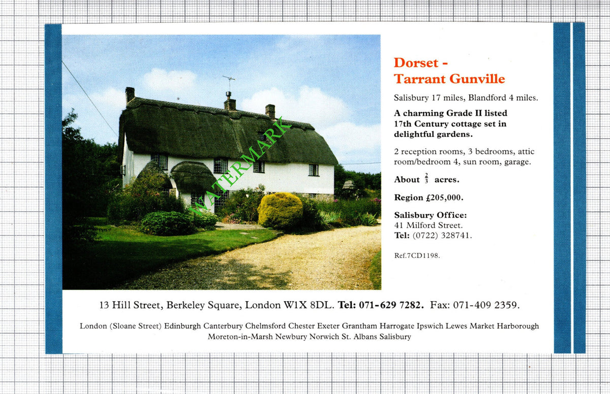Tarrant Gunville Dorset House Sale Advert  - 1991 Cutting