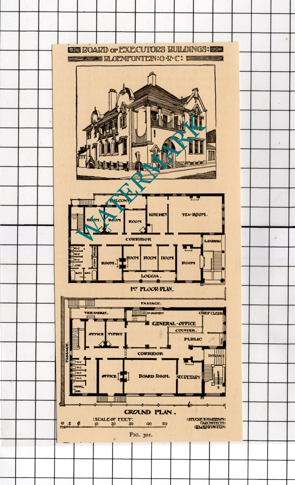 Board of Executors Bloemfontein South Africa Stucke & Harrison - c.1911 Cutting