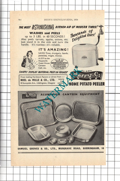Joseph Sankey & Sons Bilston Noel de Mille Samuel Groves Birmingham- 1954 Advert