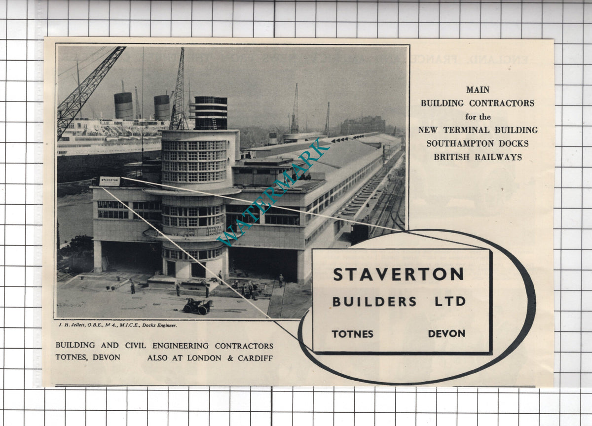 Staverton Builders Ltd Totnes Devon Advert Southampton Terminal - 1950 Cutting