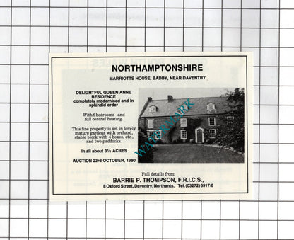 Marriott's House Badby Northamptonshire Gower Mill South Wales 1980 SMALL Advert