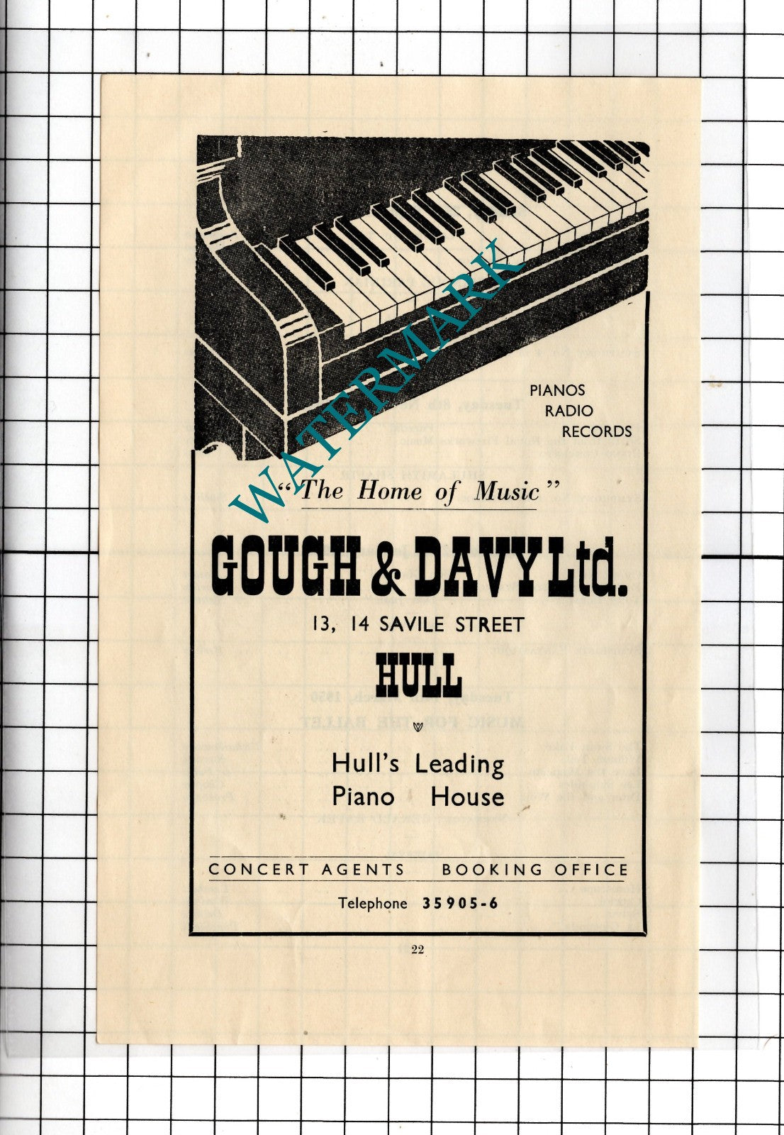 Gough & Davy Ltd Hull Piano House  - 1949 Advert