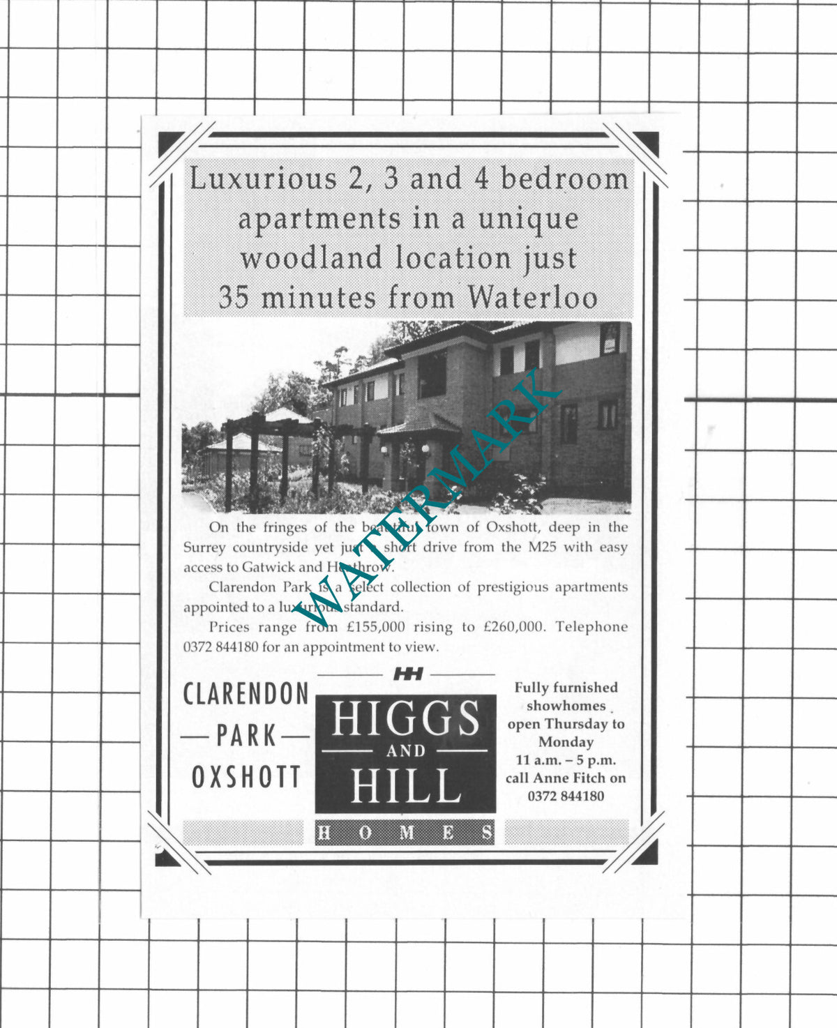 Clarendon Park Oxshott  House Sale Advert - 1991 Clipping