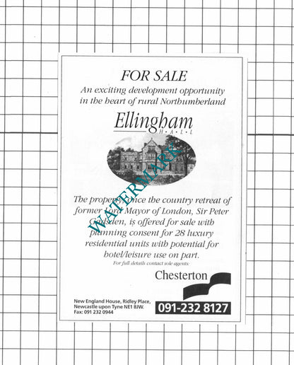 Oast House Heathfield Sussex / Ellingham Hall Sir Peter Gadsden - 1990 Advert