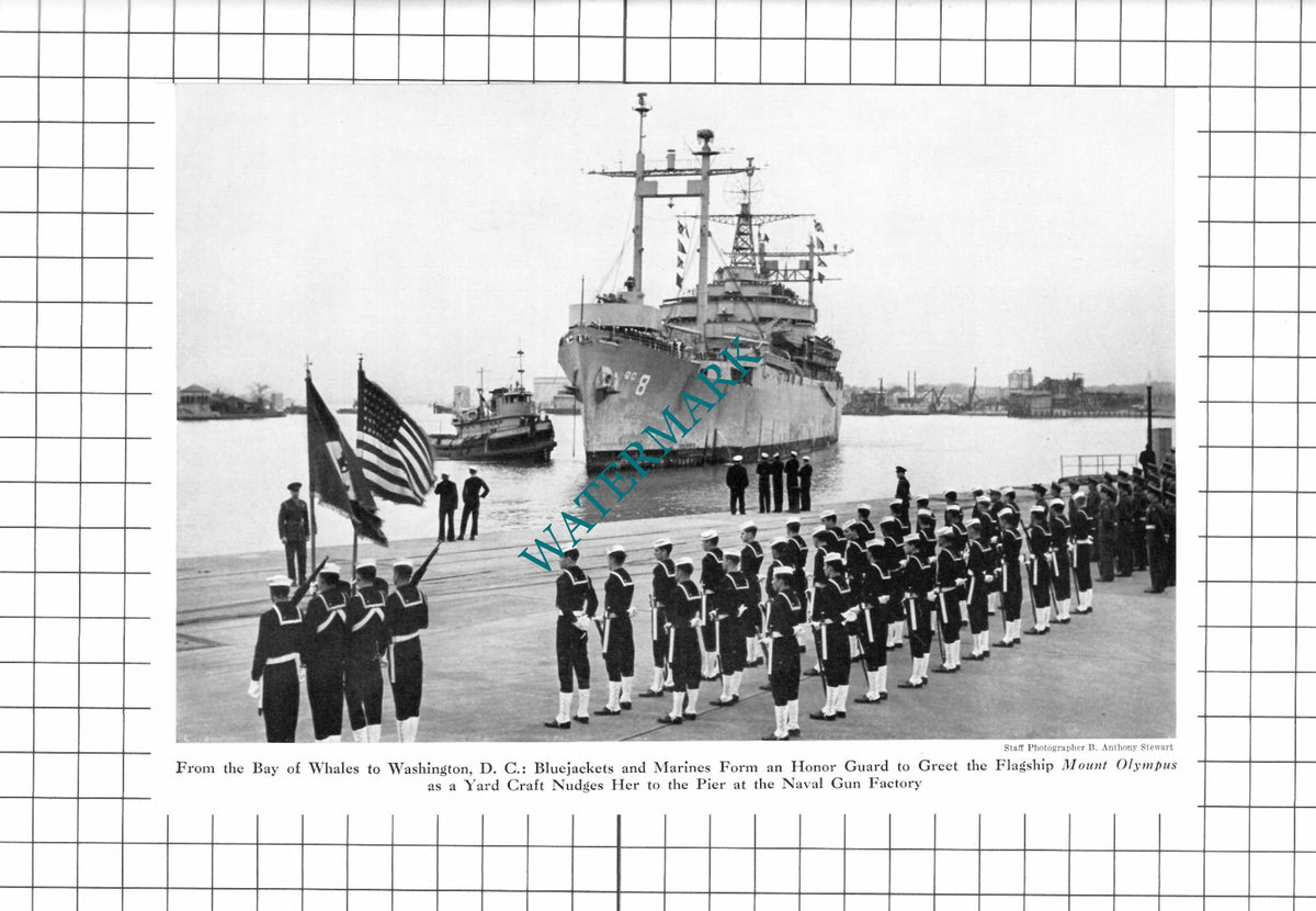 Flagship MOUNT OLYMPUS Ship  Naval Gun Factory USA - 1947 Clipping