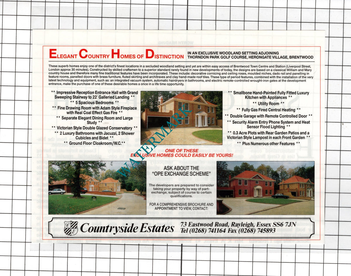 Herongate Village Brentwood Essex  - 1991 Sale Advert