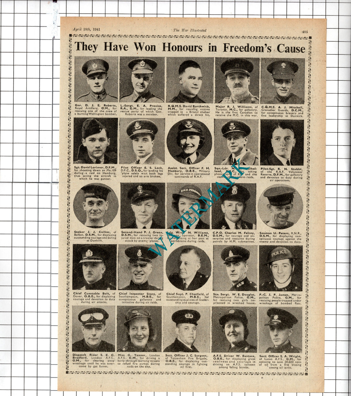 David Borthwick Provins  Sgt David Lorimer RN Stubbs RAF WW2 - 1941 Clipping