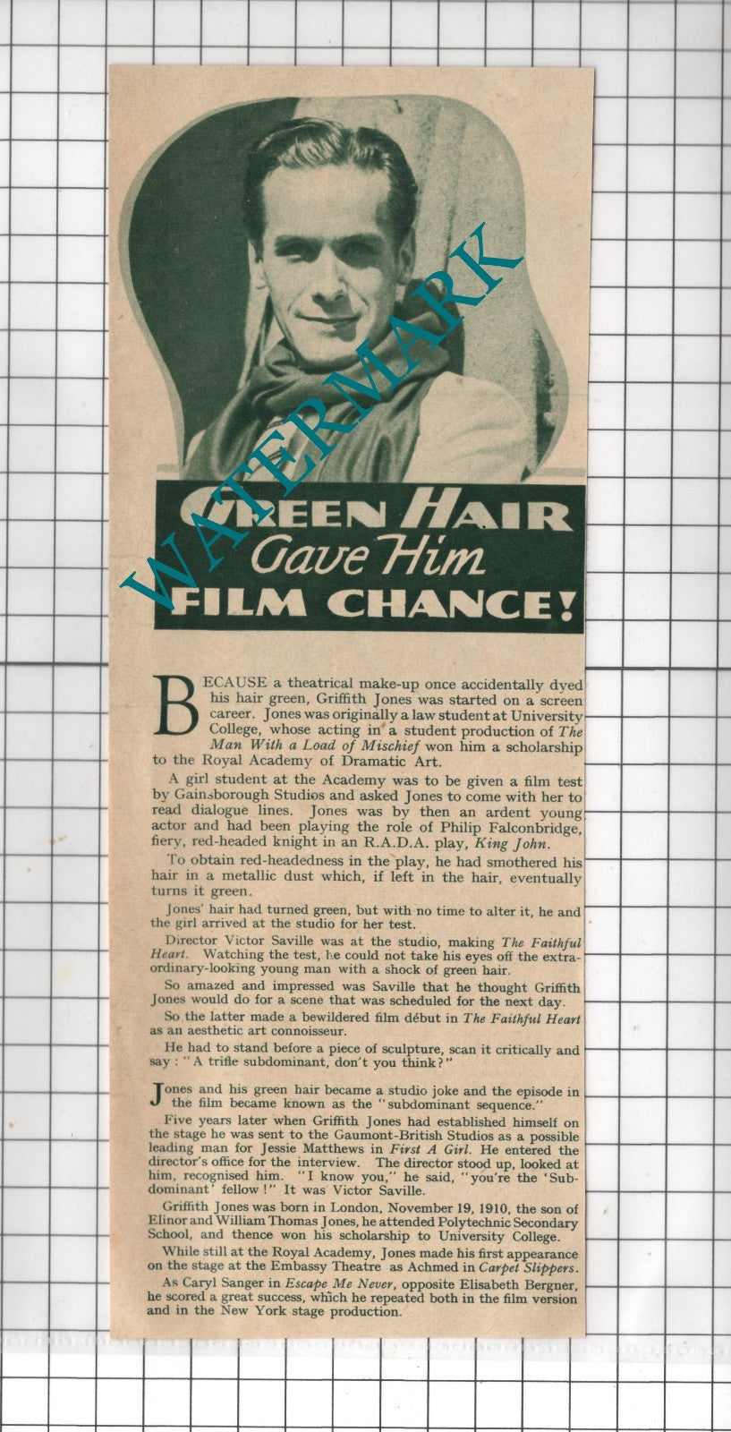 Griffith Jones Actor - 1938 Clipping