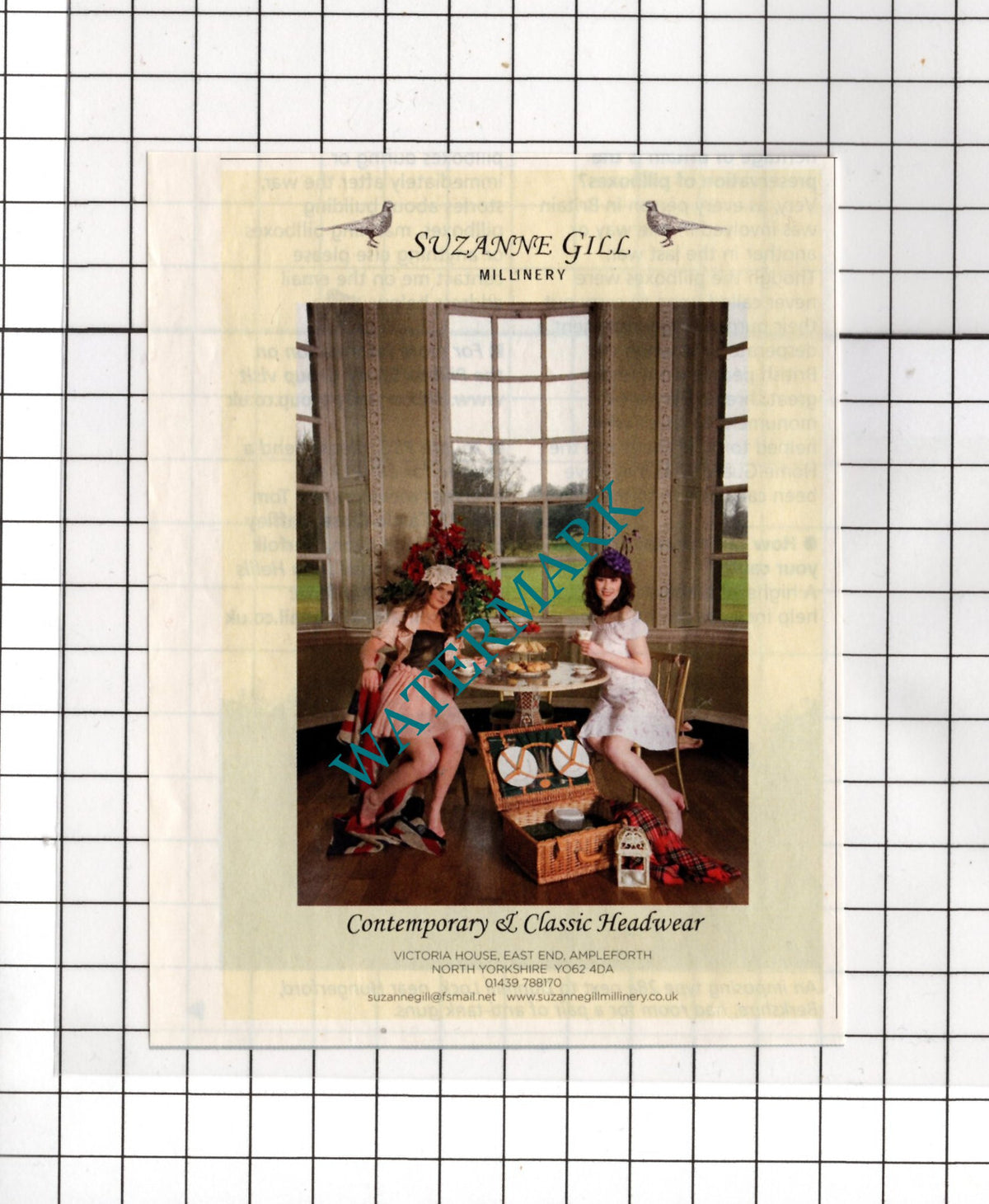 Suzanne Gill Millinery Ampleforth North Yorkshire - c.2011 Small Advert