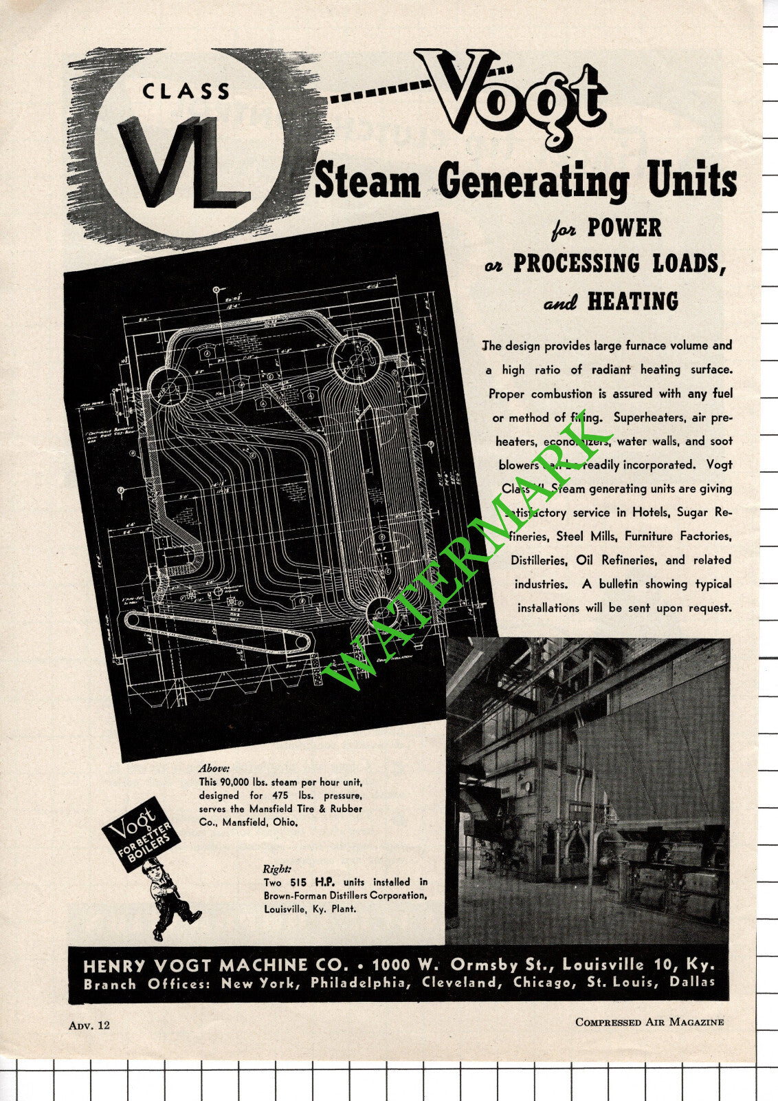 Henry Vogt Machine Co Louisville Kentucky Brown-Forman Advert - 1948 Cutting