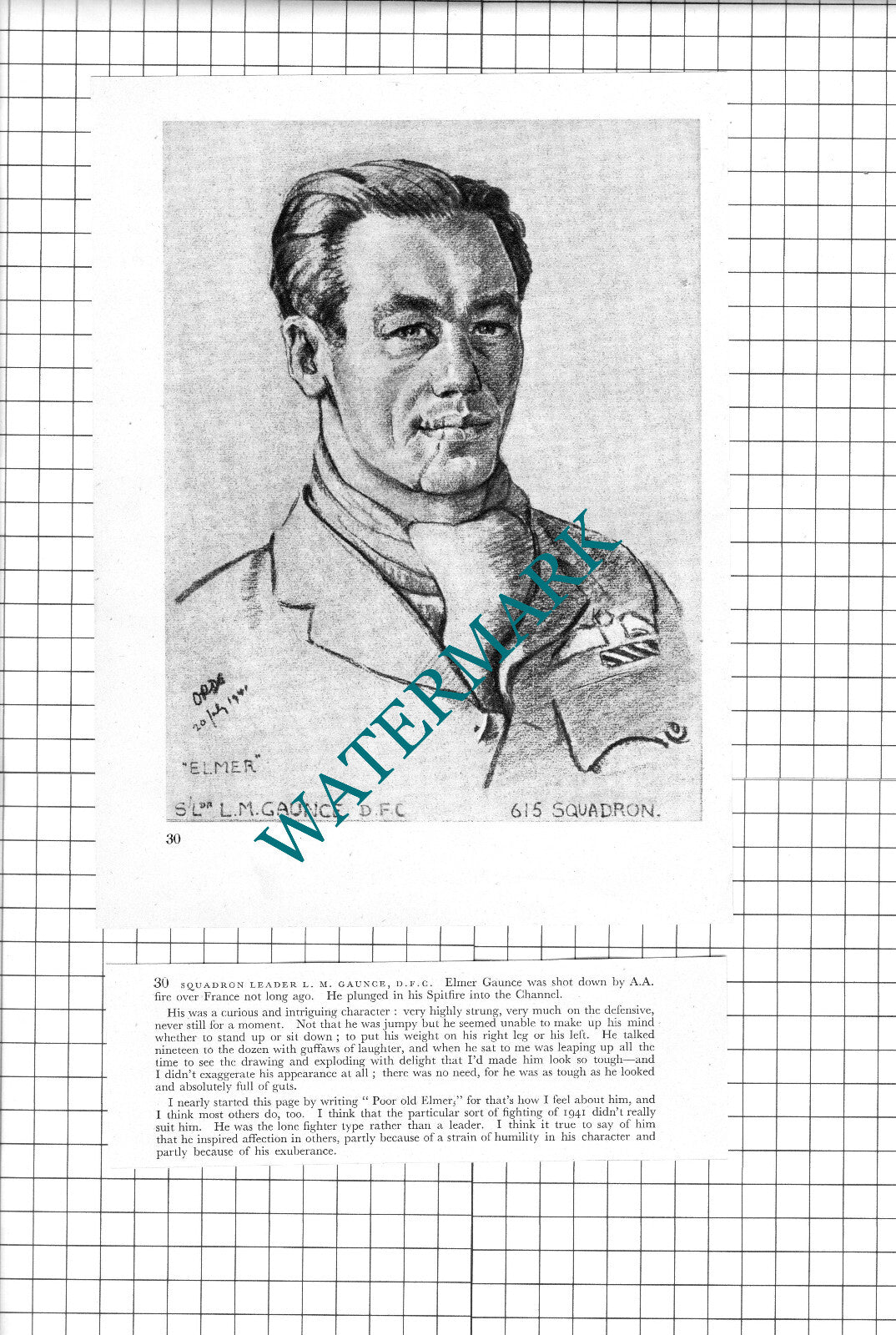S/Ldr M H Hilly Brown  / Sq Ldr L M Elmer Gaunce  - 1942 Book Print & Short Text