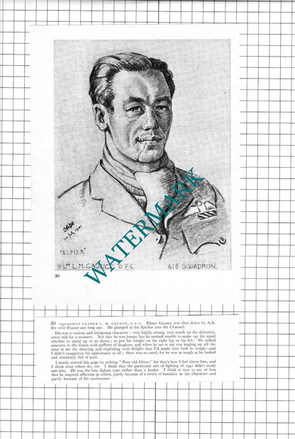 S/Ldr M H Hilly Brown  / Sq Ldr L M Elmer Gaunce  - 1942 Book Print & Short Text