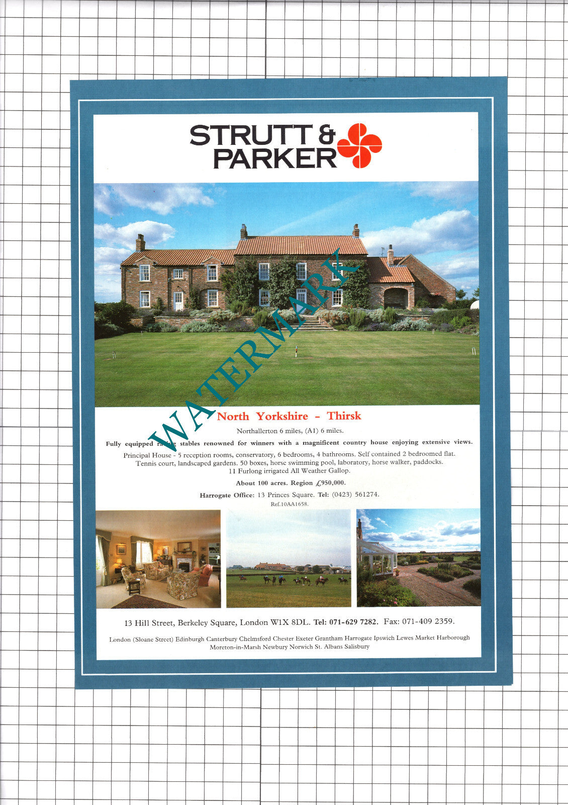 Thirsk North Yorkshire Racing Stables House Sale Advert - 1991 Clipping