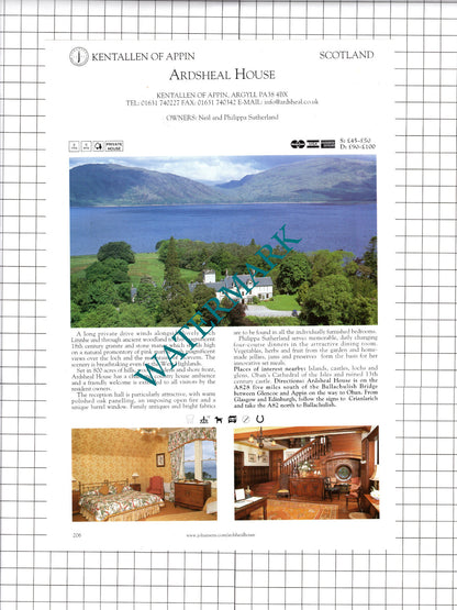 Ardvourlie Castle Isle Of Harris Ardsheal House Kentallen Advert- c.2001 Cutting