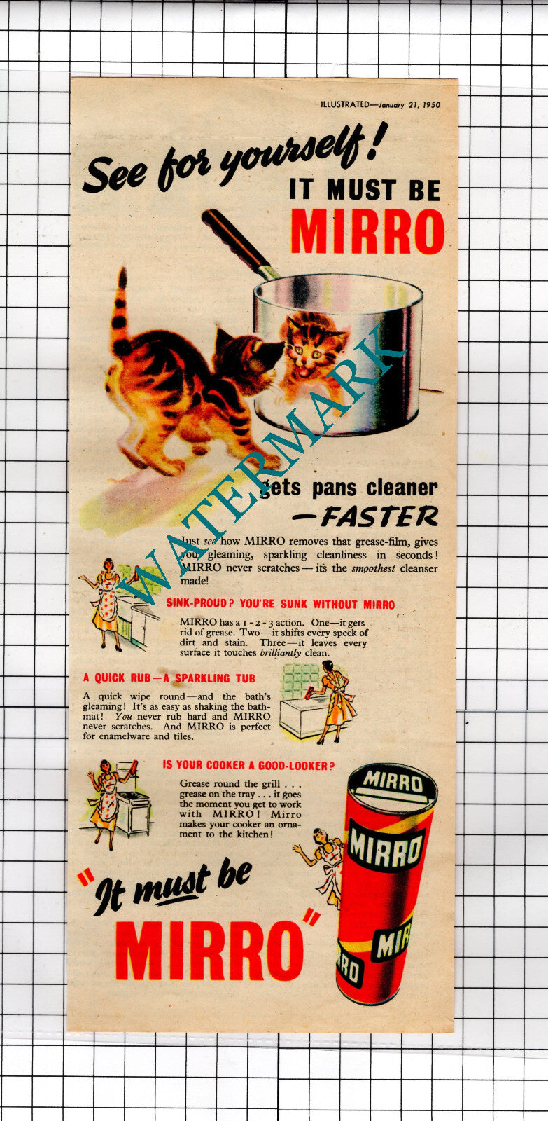 MIRRO Advert  - 1950 Cutting / Print