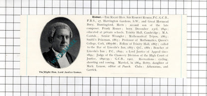James Patrick Bannerman Robertson / Sir Robert Romer Buntingford c.1905 Clipping