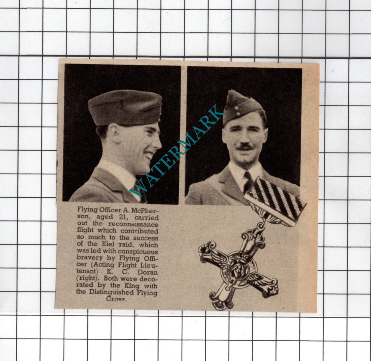 Flying Officer A McPherson Kiel Raid F/O K C Doran - 1940 Small Clipping