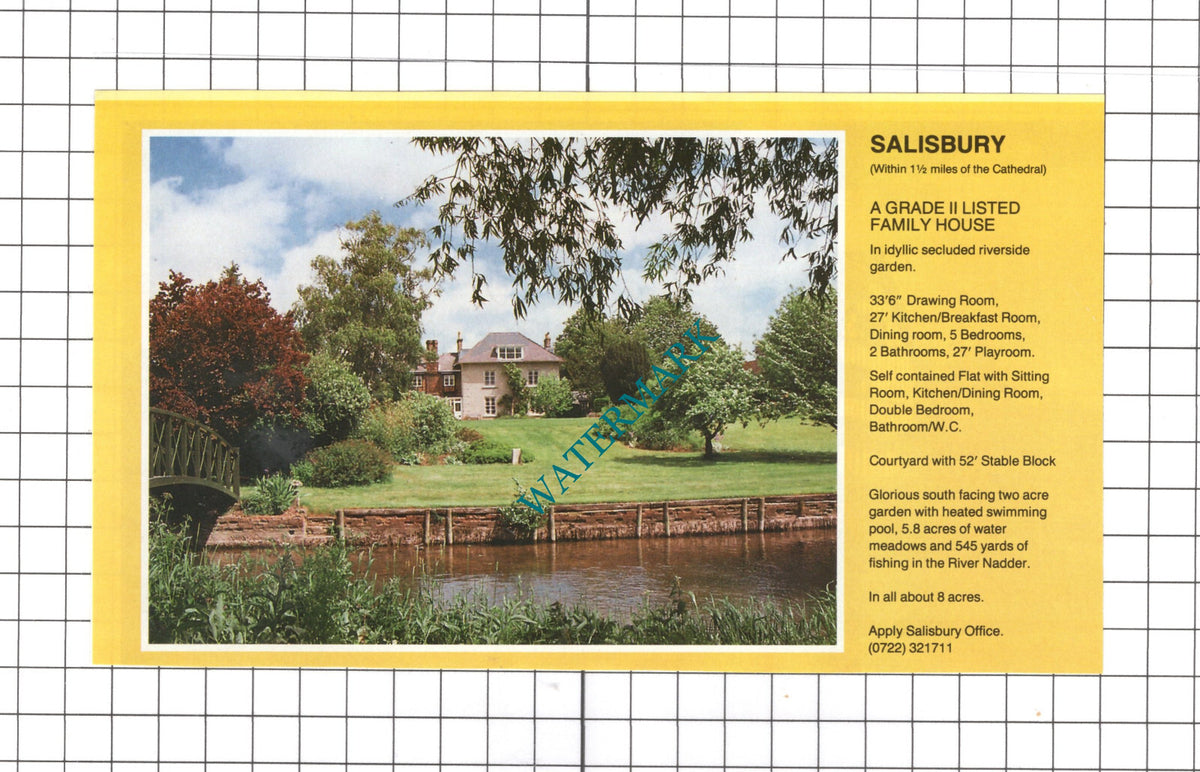Salisbury Wiltshire House Sale Advert - 1991 Clipping / Print