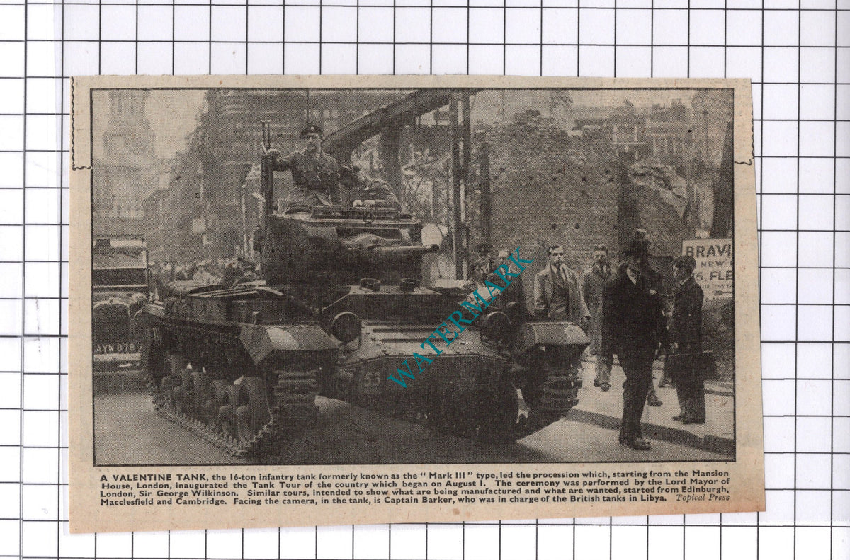 Captain Barker Libya Valentine Tank World War Two WW2 - 1941 Clipping