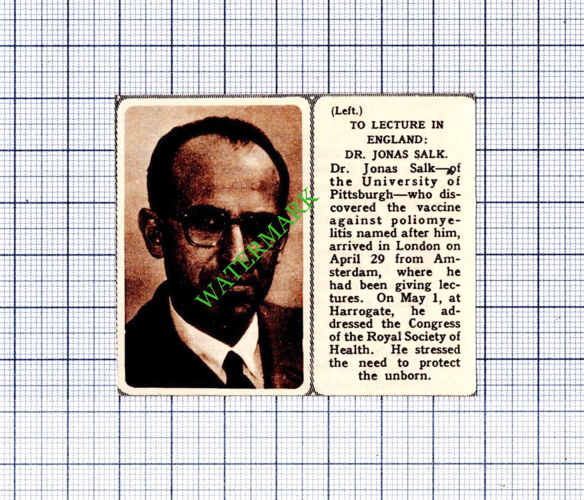 Dr Jonas Salk University Of Pittsburgh - 1959 Small Cutting