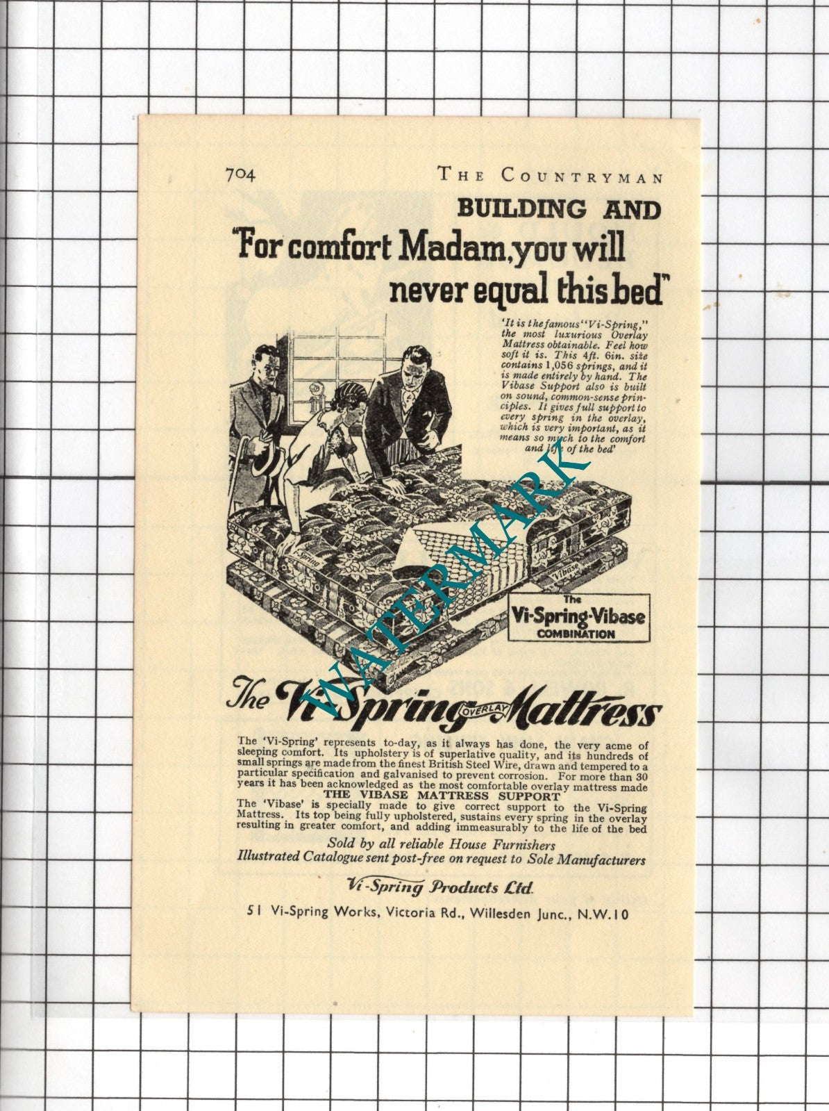 Vi-Spring Products Ltd London  - 1935 Small Advert