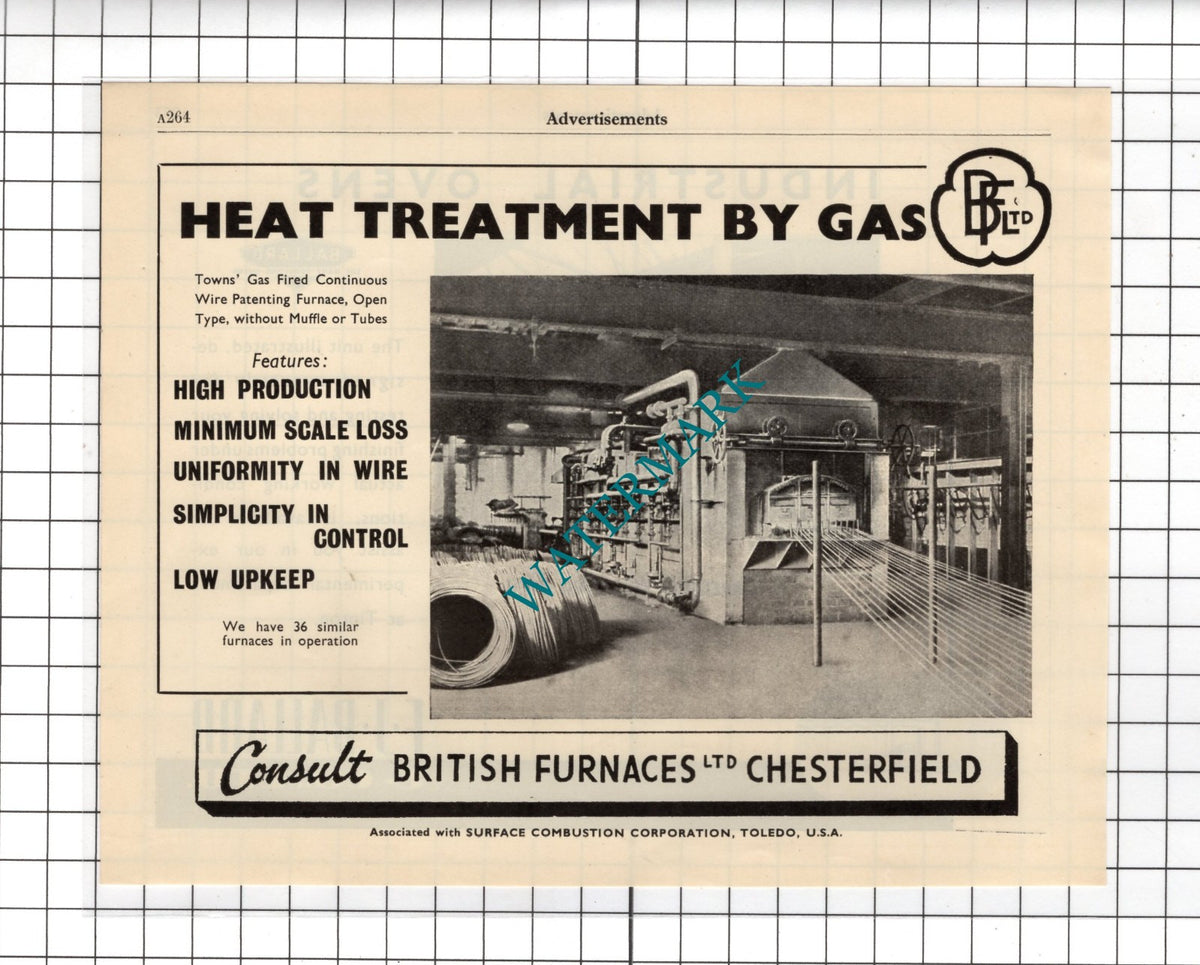 British Furnaces Ltd Chesterfield / F J Ballard & Co Ltd Tipton - 1951 Advert