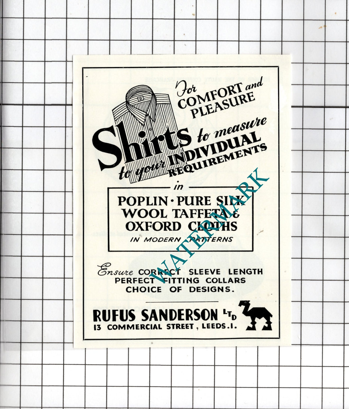 Rufus Sanderson Ltd Leeds Yorkshire - 1957  Small Advert