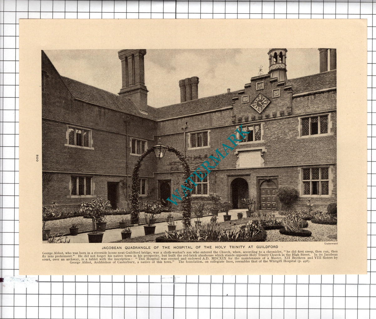 Hospital Of The Holy Trinity Guildford Abbot's Hospital -  c.1930's Cutting