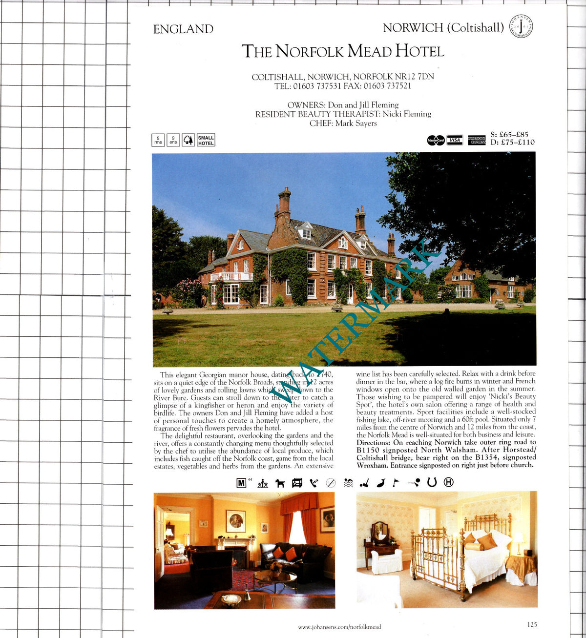 Norfolk Mead Hotel Coltishall Norwich / Old Rectory Norwich - 2001 Advert