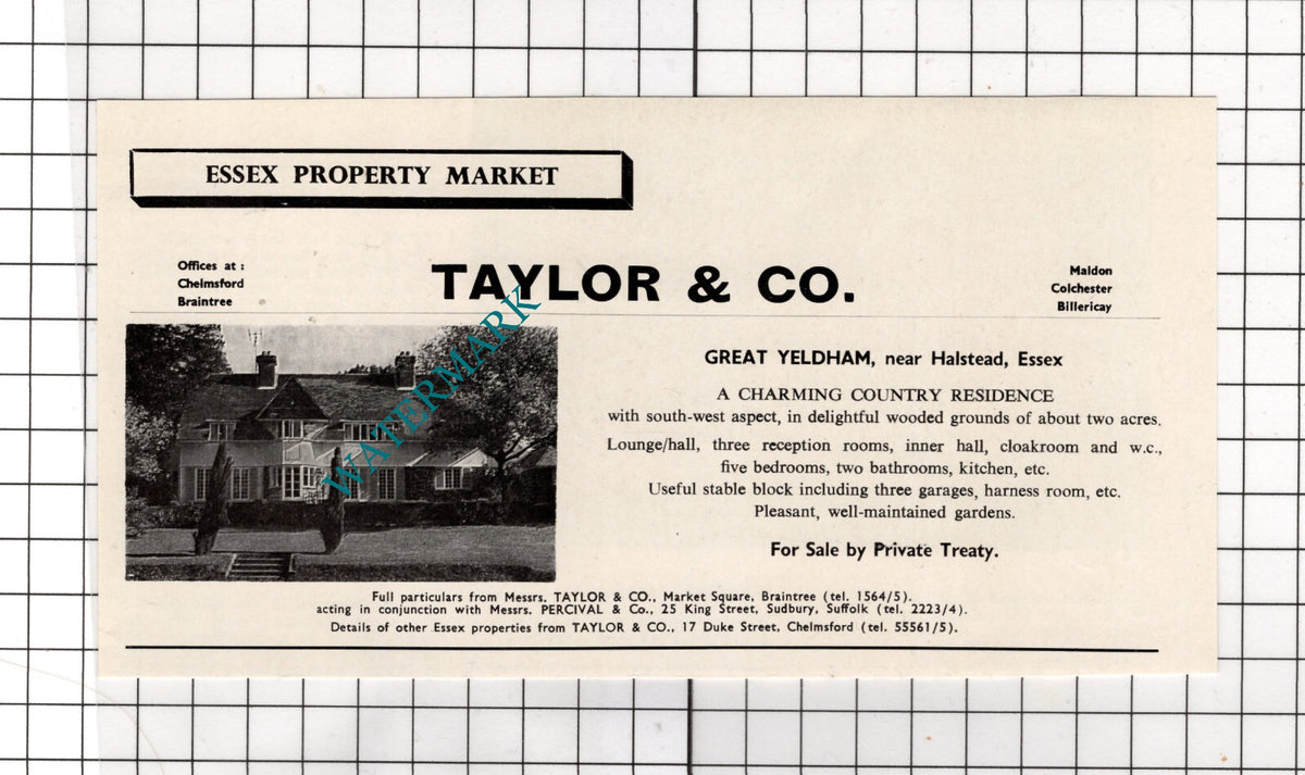Great Yeldham Essex House Sale Advert - 1964 Cutting